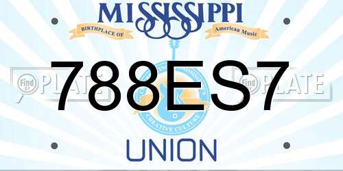 788ES7 Mississippi License Plate