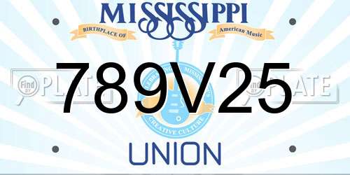 789V25 Mississippi License Plate