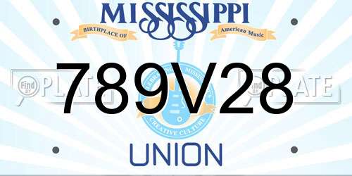 789V28 Mississippi License Plate