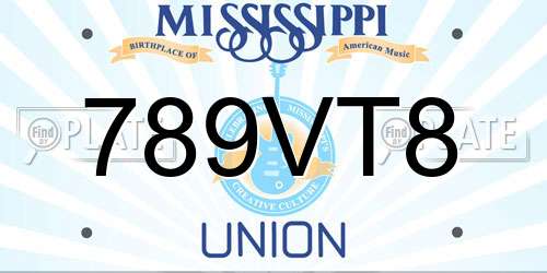 789VT8 Mississippi License Plate