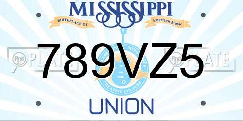 789VZ5 Mississippi License Plate