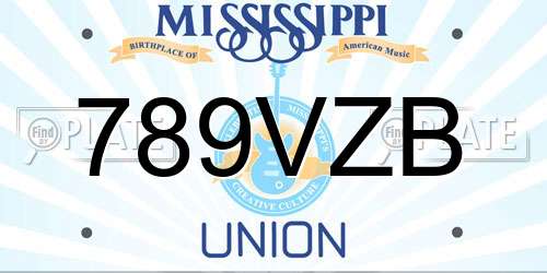 789VZB Mississippi License Plate