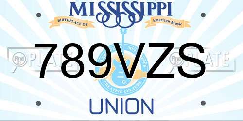 789VZS Mississippi License Plate