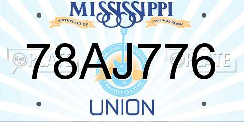 78AJ776 Mississippi License Plate
