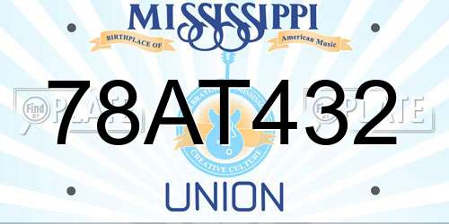 78AT432 Mississippi License Plate