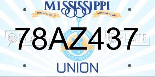 78AZ437 Mississippi License Plate