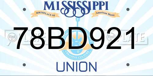 78BD921 Mississippi License Plate