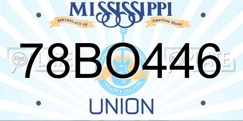 78BO446 Mississippi License Plate