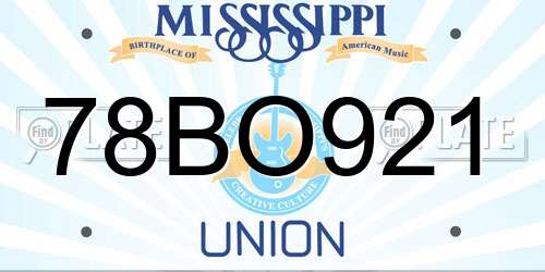 78BO921 Mississippi License Plate