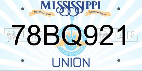 78BQ921 Mississippi License Plate