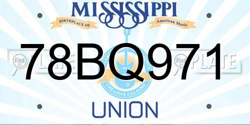 78BQ971 Mississippi License Plate