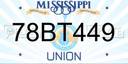 78BT449 Mississippi License Plate