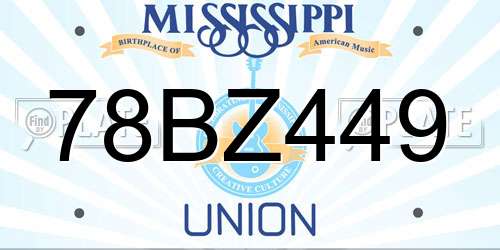 78BZ449 Mississippi License Plate