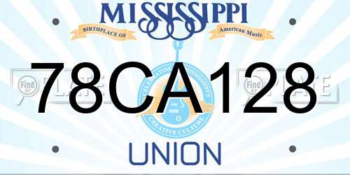 78CA128 Mississippi License Plate