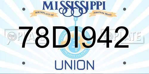 78DI942 Mississippi License Plate