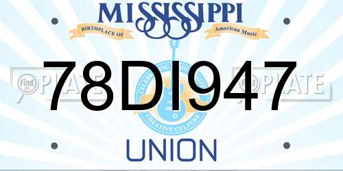 78DI947 Mississippi License Plate