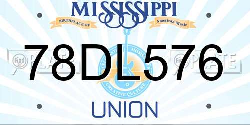 78DL576 Mississippi License Plate
