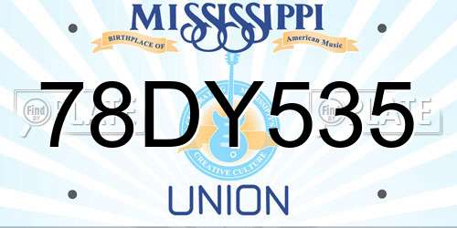 78DY535 Mississippi License Plate