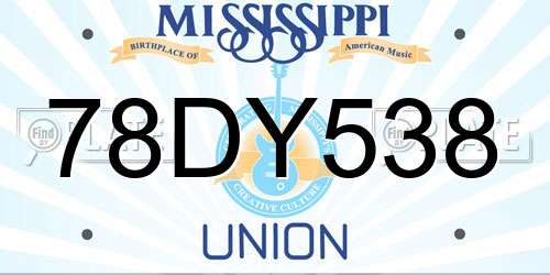 78DY538 Mississippi License Plate