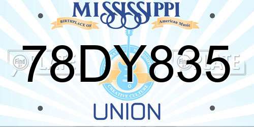 78DY835 Mississippi License Plate