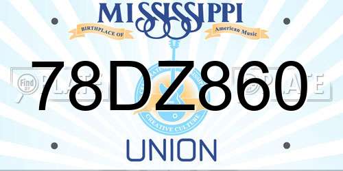 78DZ860 Mississippi License Plate