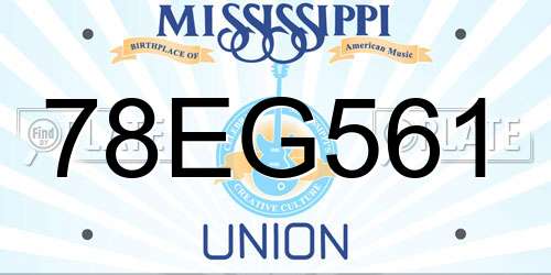 78EG561 Mississippi License Plate
