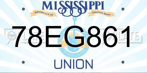 78EG861 Mississippi License Plate