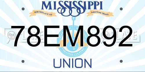 78EM892 Mississippi License Plate