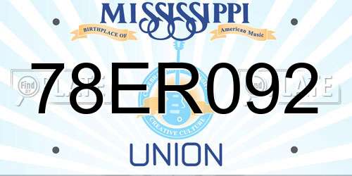 78ER092 Mississippi License Plate