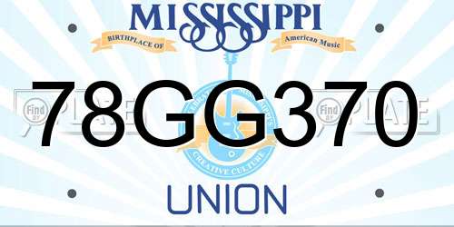 78GG370 Mississippi License Plate
