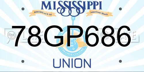 78GP686 Mississippi License Plate