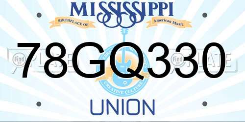78GQ330 Mississippi License Plate