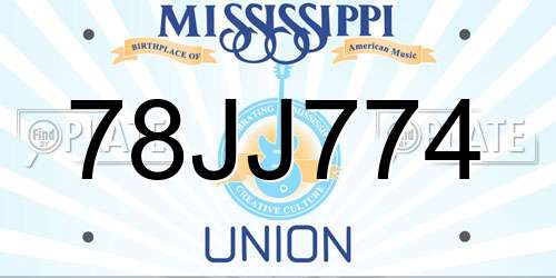 78JJ774 Mississippi License Plate
