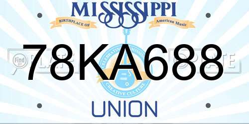 78KA688 Mississippi License Plate