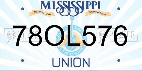 78OL576 Mississippi License Plate