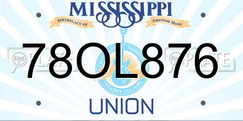 78OL876 Mississippi License Plate