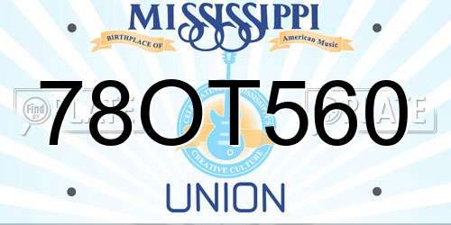 78OT560 Mississippi License Plate