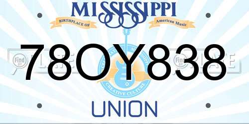 78OY838 Mississippi License Plate