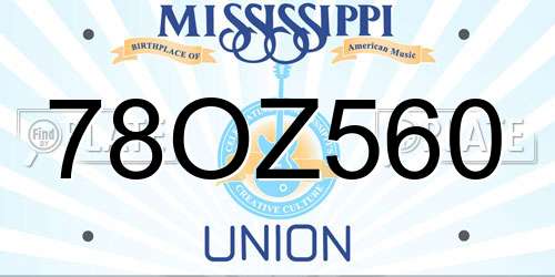 78OZ560 Mississippi License Plate