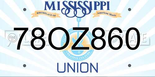 78OZ860 Mississippi License Plate
