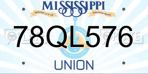 78QL576 Mississippi License Plate