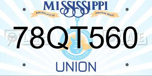 78QT560 Mississippi License Plate
