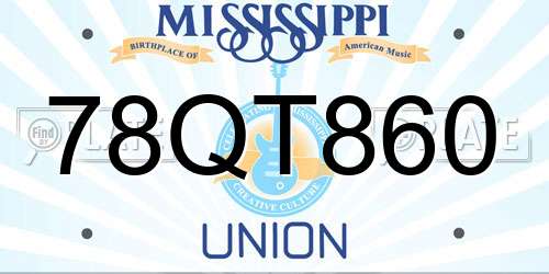 78QT860 Mississippi License Plate