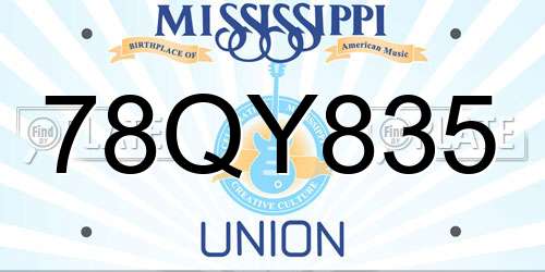 78QY835 Mississippi License Plate