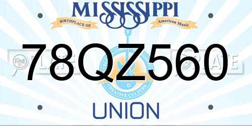 78QZ560 Mississippi License Plate