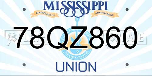 78QZ860 Mississippi License Plate