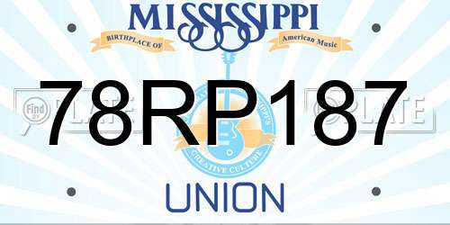 78RP187 Mississippi License Plate