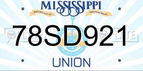 78SD921 Mississippi License Plate
