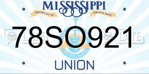 78SO921 Mississippi License Plate