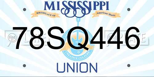 78SQ446 Mississippi License Plate